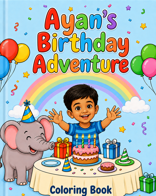 My Birthday Adventure Personalised Colouring Book